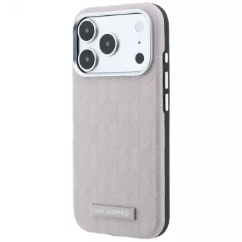 Karl Lagerfeld Grained Mono Resin Logo MagSafe ovitek za iPhone 18 Pro / 17 Pro - roza