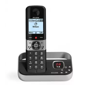 Alcatel F890 Voice DECT brezžični telefon s snemalnikom sporočil, črno-srebrn