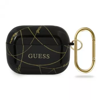 GUESS ovitek za AirPods Pro črna zlata Chain Collection