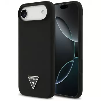 GUESS Silicone Triangle Logo MagSafe ovitek za iPhone Air, črn