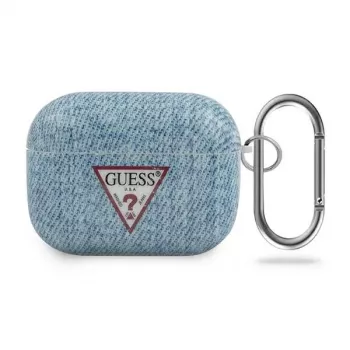 GUESS Jeans Collection svetlo moder ovitek za AirPods Pro s karabinom