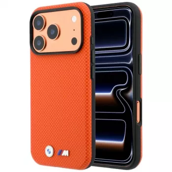 BMW M Quadrille Kevlar Metal Logo MagSafe ovitek za iPhone 18 Pro / 17 Pro - oranžen