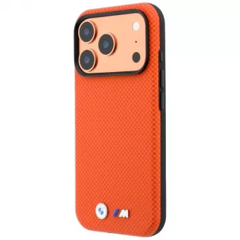 BMW M Quadrille Kevlar Metal Logo MagSafe ovitek za iPhone 18 Pro / 17 Pro - oranžen