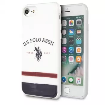 U.S. POLO ASSN. USHCI8PCSTRB ovitek za iPhone 7/8/SE 2020/SE 2022 bel trikolorni vzorec kolekcija
