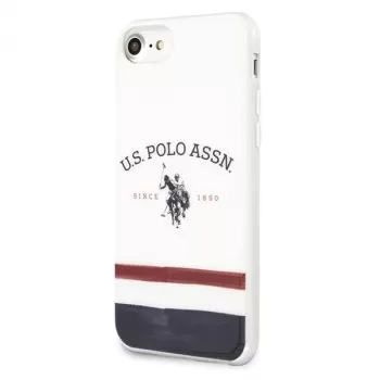 U.S. POLO ASSN. USHCI8PCSTRB ovitek za iPhone 7/8/SE 2020/SE 2022 bel trikolorni vzorec kolekcija