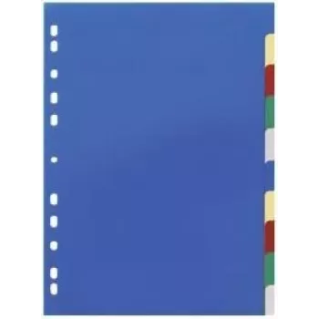 DURABLE 674027 ločila dokumentov A4 1-10, polipropilen, 10-delna, univerzalne luknje, mešane barve