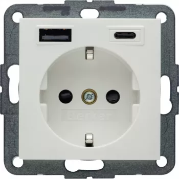 Berker S.1 SCHUKO vtičnica z USB-C PD 20W, polarno bela mat