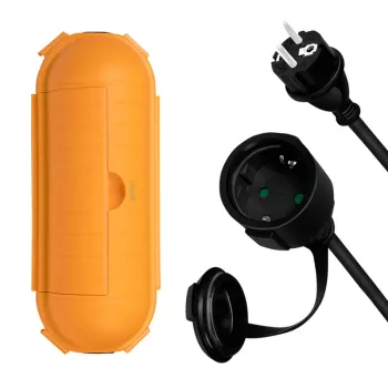 LogiLink LPS239 zunanji podaljševalni kabel s škatlo za zaščito, 10 m, Schuko, IP44, črn