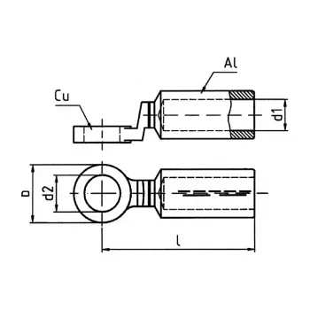 Klauke 370R12 bimetalna spojna puša Al-Cu 185 mm², pakiranje s 5 kosi
