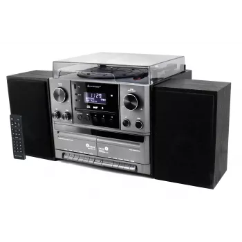 Soundmaster MCD5600SW stereo glasbeni center z DAB+ radiem, CD predvajalnikom, gramofonom, dvojnim kasetnim deckom, Bluetooth, USB snemanjem - črn
