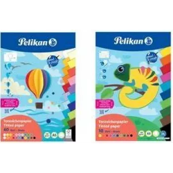 Pelikan blok barvnega papirja DIN A3, 10 listov, 10 različnih barv, 120 g/m², lepljen na vrhu