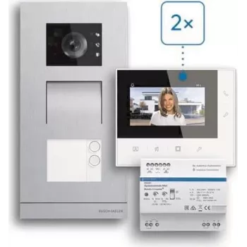 ABB Welcome Basic 2-žični komplet video domofona za dvodružinsko hišo, 4,3-palčni monitor, bel