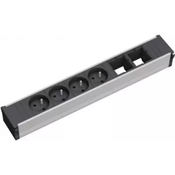 Bachmann CONI 4xUTE 2xABD enota za razdelitev električne energije, 4 univerzalne vtičnice, 2 priključka USB za polnjenje, črna