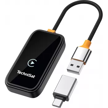TechniSat Technicast 100 brezžični adapter za CarPlay in Android Auto – črn, USB-C, Plug & Play