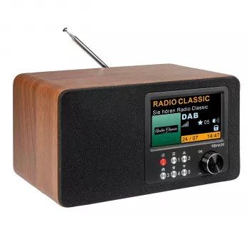 Albrecht DR 863 DAB+ FM digitalni radio z Bluetooth, ohišje iz lesa, barvni zaslon, baterija