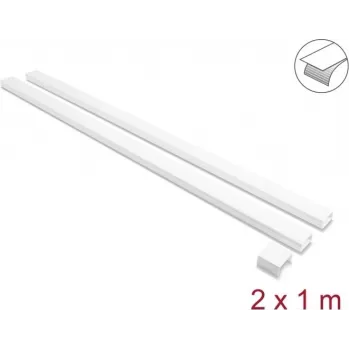 Delock samolepilni kabelski kanal z drsnim pokrovom 40 x 19 mm, spojka, 1 m, 2 kosa, bel