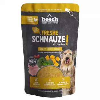 BOSCH Freshe Schnauze Mono-Protein mokra hrana za pse s piščancem, bučo in brokolijem – 250g vrečka