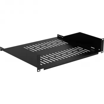 EFB Elektronik 19-palčna 2U fiksna rack polica, globina 400 mm, obremenitev 22 kg, črna RAL 9005