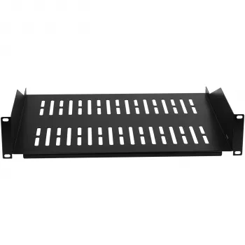 EFB Elektronik 19-palčna 2U fiksna rack polica, globina 400 mm, obremenitev 22 kg, črna RAL 9005