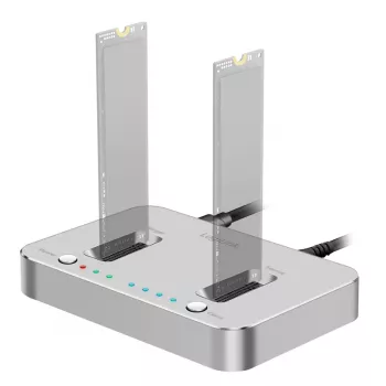 LogiLink USB 3.2 Gen2 priklopna postaja, 2 predala, za M.2 NVMe SSD, funkcija kloniranja