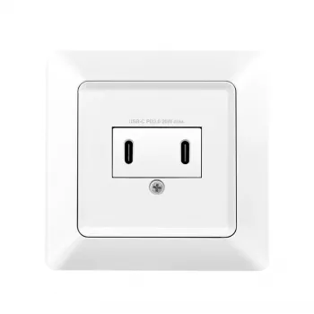 LogiLink stenska vtičnica s 2-portnim polnilnikom USB-C, 25W PD