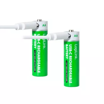 LogiLink LR6RCB2 USB-C polnilne AA litij-ionske baterije, 2 kosa, 1,5 V konstantna izhodna napetost, 2600 mWh