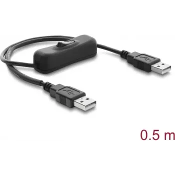 Delock napajalni kabel USB tip-A vtič na vtič s stikalom 0,5 m