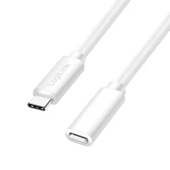 LogiLink podaljševalni kabel USB 2.0 Type-C, C/M na C/F, 480 Mbps, 60W, bel, 3 m