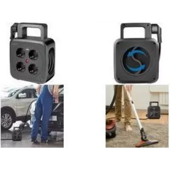 LogiLink LPS504 kabelski boben s 4 Schuko vtičnicami in 2 USB priključkoma, 5m kabla, črn