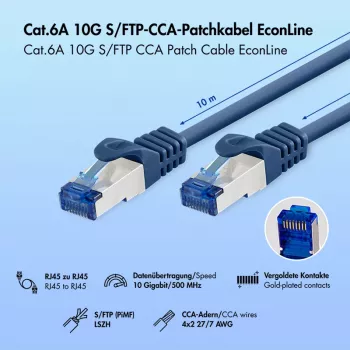 LogiLink EconLine Cat.6A S/FTP patch kabel, CCA, LSZH, moder, 10 m