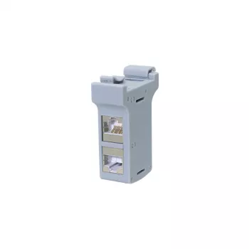 LogiLink adapter za montažo na DIN letev z 2 Cat.6A oklopljenima inline spojkama, 10G, PoE++ (MP0079)