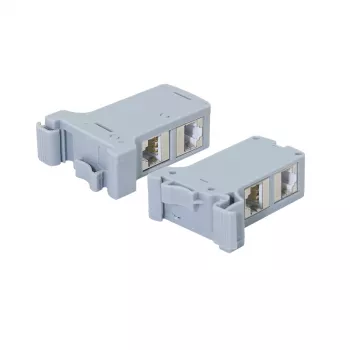 LogiLink adapter za montažo na DIN letev z 2 Cat.6A oklopljenima inline spojkama, 10G, PoE++ (MP0079)