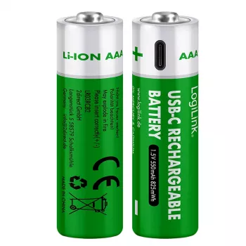 LogiLink LR03RCB2 USB-C polnilne AAA Li-Ion baterije, 1,5V, 2 kosa