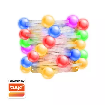 LogiLink Wi-Fi pametna okrasna svetlobna veriga Globe Fairy, 3m, združljiva s Tuya, RGB + topla bela, IP44, 20 LED