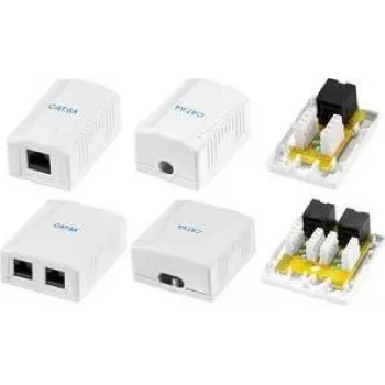 LogiLink Cat.6A nadometna doza z 1 vrati RJ45, bela (RAL 9003)