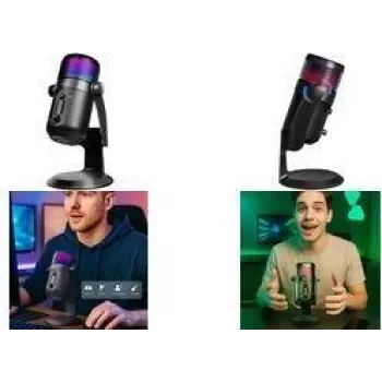 LogiLink HS0058 USB kondenzatorski mikrofon z RGB osvetlitvijo, 192kHz, črn