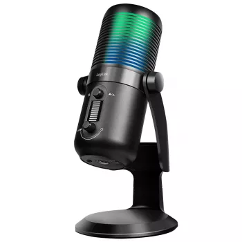 LogiLink USB kondenzatorski mikrofon z RGB osvetlitvijo, kardioidna smerna karakteristika, 20 Hz - 20 kHz, črn (HS0059)