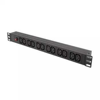 LogiLink 19-palčna 1U rack PDU z 12x IEC C13 vtičnicami, 10A, z zaščito pred preobremenitvijo