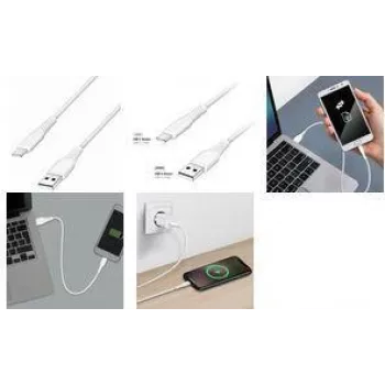 LogiLink CU0255 USB 2.0 kabel, USB-A na USB-C, 3 m, bel, 480 Mbps, podatki in polnjenje