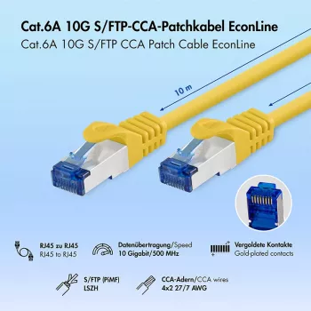 LogiLink Cat.6A S/FTP LSZH patch kabel, CCA, rumen, 10 m, EconLine