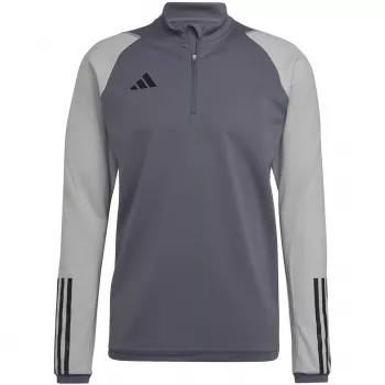 adidas Tiro 23 Competition moška trenirka Team Grey Four Slim Fit zadrga do polovice dolgi rokavi AEROREADY recikliran poliester HU1316