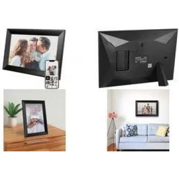 LogiLink digitalni okvir za fotografije 10,1-palčni IPS zaslon na dotik Wi-Fi z aplikacijo Uhale, črn
