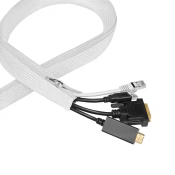 LogiLink cev za upravljanje kablov z zadrgo, poliester, bela, 2m, zunanji premer 30mm