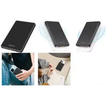 LogiLink PA0352 magnetna brezžična powerbank 5000 mAh 20W PD USB-C črn