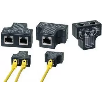LogiLink RJ45 podvajalec vrat, T-adapter, 1x RJ45 vtičnica na 2x RJ45 vtičnica, 10/100 BaseT, črn (MP0137)