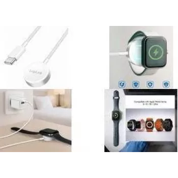 LogiLink PA0379 indukcijski polnilni kabel za Apple Watch, bel, 1 m