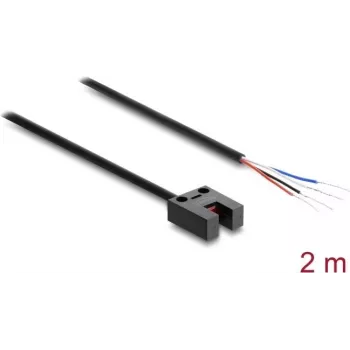 Delock viličasta svetlobna zapora 5 mm tip U s 4 odprtimi konci kabla, NPN L/D preklopna, 2 m
