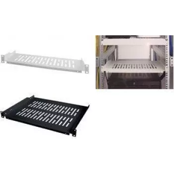 LogiLink 19 inch fiksna rack polica 1U, globina 300 mm, črna RAL 9005, jeklo, maks. 15 kg