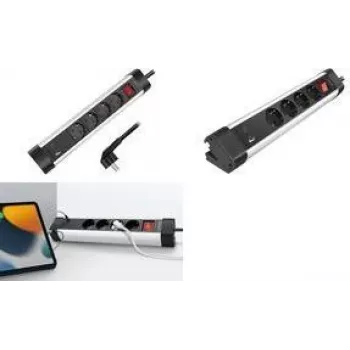 LogiLink LPS278U namizna vtičnica, 4 AC vtičnice, USB-A QC 3.0 in USB-C PD 3.0, 1,5 m kabel, črna/srebrna