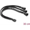 Delock razdelilni kabel za ventilator 1 x 4-Pin PWM vtičnica na 2 x 4-Pin PWM vtič (drugi s 3 pini) pletena cev 30 cm črn